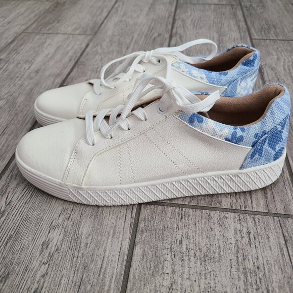 SOUL Naturalizer White Sneakers with Blue Floral Heel Women’s 9M - Picture 3 of 12